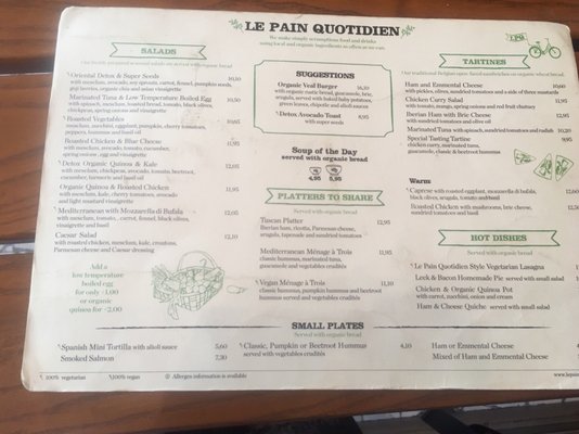 Menu photo 2 Le Pain Quotidien Barcelona, B Menu photo 2 Le Pain Quotidien Barcelona, B