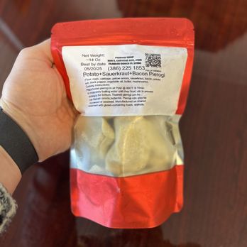 Pierogi Shop - Retail packaging for frozen Potato+Sauerkraut+Bacon 12pcs $18 - Ukrainian Near Me - Flagler Beach, Florida Pierogi Shop - Retail packaging for frozen Potato+Sauerkraut+Bacon 12pcs $18 - Ukrainian Near Me - Flagler Beach, Florida