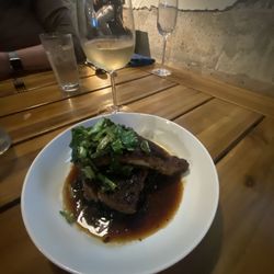The Fickle Palate - Beef short rib with sticky Rice and mustard greens in a sweet and spicy gochujang sauce