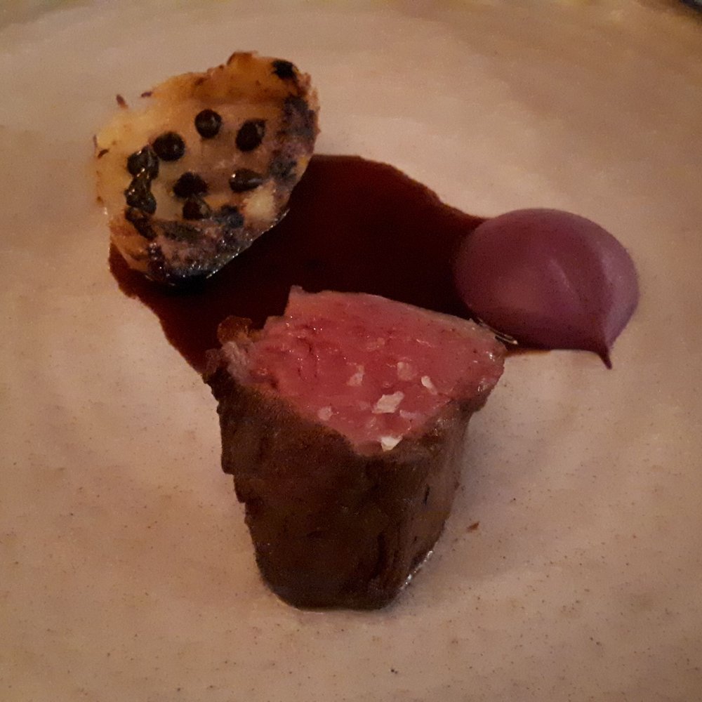 Hexagon - Beef Tenderloin with charred artichoke - French Near Me - Oakville, Ontario Hexagon - Beef Tenderloin with charred artichoke - French Near Me - Oakville, Ontario