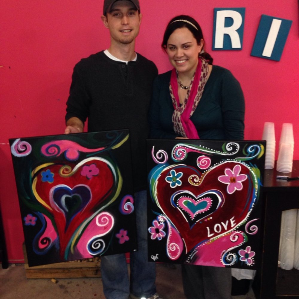 Our finished "graffiti hearts"
