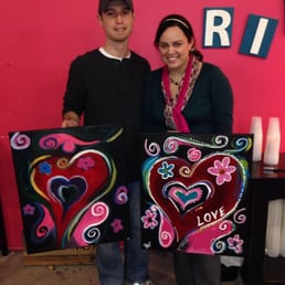 Our finished "graffiti hearts"