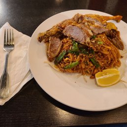 The duck pad thai. The duck pad thai.