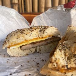 Sausage, egg and cheese bagel - standard but good