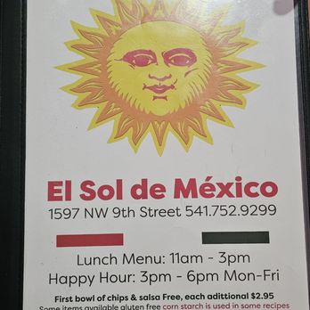 El Sol de Mexico - Menu - Mexican Near Me - Corvallis, Oregon