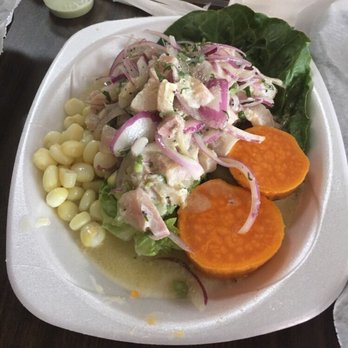 Sanguche - Mahi Mahi citrus ceviche (if I'm not mistaken). This was my absolute favorite! - Peruvian Near Me - Naperville, Illinois Sanguche - Mahi Mahi citrus ceviche (if I'm not mistaken). This was my absolute favorite! - Peruvian Near Me - Naperville, Illinois