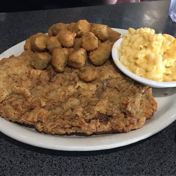Magnolia Diner - Montgomery - Chicken Fried Steak Dinner (sides - mac & cheese, fried okra) - Diners Near Me - Montgomery, Texas Magnolia Diner - Montgomery - Chicken Fried Steak Dinner (sides - mac & cheese, fried okra) - Diners Near Me - Montgomery, Texas