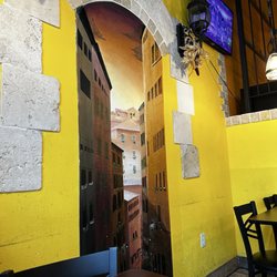 This is a photo of a wall inside this very special restaurant.