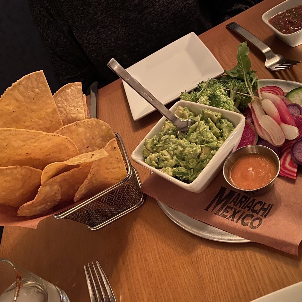 Guacamole with veggies and chips. Guacamole with veggies and chips.