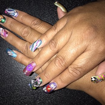 Gem Nail spa - Got my nails filled today my Jenny She used a few different colored holographic nail polish I luv the colors and of course the bling - Nail Salons Near Me - Riverside, California Gem Nail spa - Got my nails filled today my Jenny She used a few different colored holographic nail polish I luv the colors and of course the bling - Nail Salons Near Me - Riverside, California