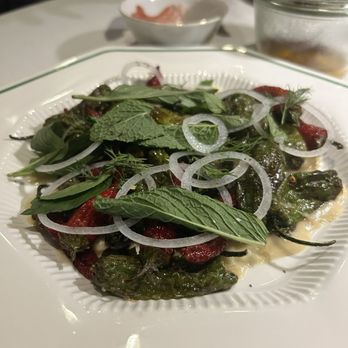 Lenoir - Blistered shishito peppers - New American Near Me - Austin, Texas