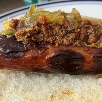 George's Coney Island Lunch - Chili, mustard, relish  Tasty char on these hot dogs! - Hot Dogs Near Me - Worcester, Massachusetts