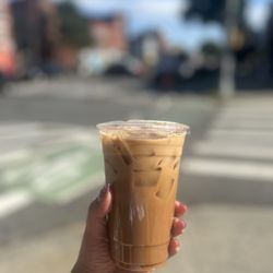 Iced triple shot almond milk, black and white mocha