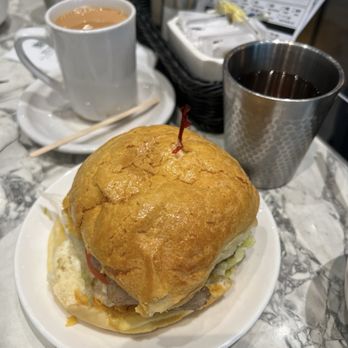 Happy Day Cafe - Combo bun and Hong Kong milk tea set - Hong Kong Style Cafe Near Me - Richmond, British Columbia