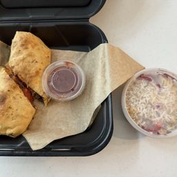 Southwest burrito and small açaí bowl Southwest burrito and small açaí bowl