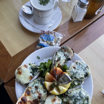 Brophy Bros - Oysters Rockefeller & small cup of Brophys New England Clam Chowder - Seafood Near Me - Santa Barbara, California Brophy Bros - Oysters Rockefeller & small cup of Brophys New England Clam Chowder - Seafood Near Me - Santa Barbara, California