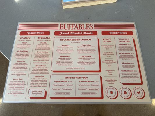 Menu photo 1 Buffables Tempe, AZ
