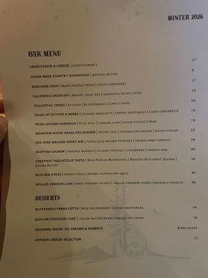 Menu photo 1 The Mountain House Woodside, CA