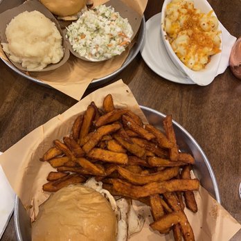 Lockhart's BBQ - BBQ Chicken Sandwich, sweetest fries, coleslaw, Mac & cheese, garlic mash - Barbeque Near Me - Royal Oak, Michigan