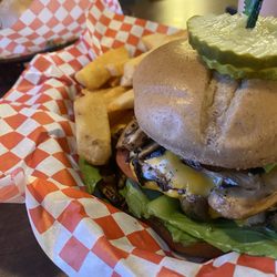 Morey's Steakhouse - Morley's 1/3 lb burger w/fries... lots of options. I added fresh mushrooms & avocado.