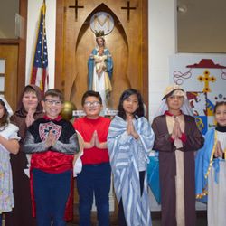 St Charles Borromeo School - Several students dressed up as saints for All Saints Day.  This was just a small collection of the many students that dressed up that day.