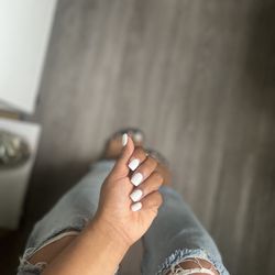 Glenside Nails - Simple white gel nail and pedi . Nice place .