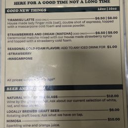 Alcohol menu Alcohol menu
