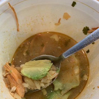 Lourdes - Chicken soup with some orange colored chicken - Mexican Near Me - Escondido, California