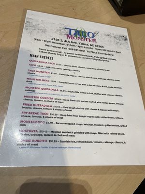Menu photo 1 Taco Monster Yuma, AZ Menu photo 1 Taco Monster Yuma, AZ