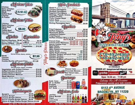 Menu photo 4 Tony's Pizza Brooklyn, NY Menu photo 4 Tony's Pizza Brooklyn, NY