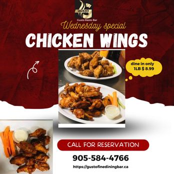 Gusto - Chicken Wings Special Today.
Visit Gusto Dining Bar.
Call at (905) 584-4766. - Italian Near Me - Caledon East, Ontario Gusto - Chicken Wings Special Today.
Visit Gusto Dining Bar.
Call at (905) 584-4766. - Italian Near Me - Caledon East, Ontario
