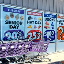 Community Hospice & Health Services - Their discount days posted on the windows.