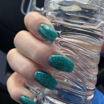 RED Nail Studio - Powder dip nails with tips. Coffin shape. - Nail Salons Near Me - Oklahoma City, Oklahoma