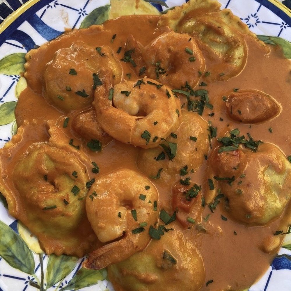 Locanda Ravello - Shrimp and lobster ravioli in a delicious red sauce - Italian Near Me - Danville, California Locanda Ravello - Shrimp and lobster ravioli in a delicious red sauce - Italian Near Me - Danville, California