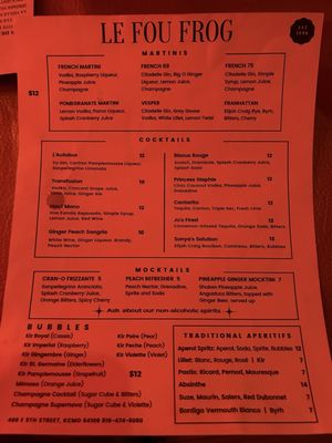 Menu photo 7 Le Fou Frog Kansas City, MO