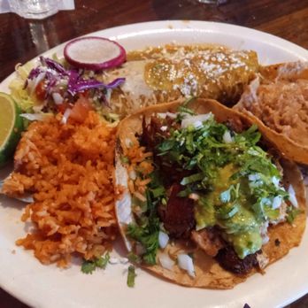 Huapangos - Taco Enchilada combo plate with beans, rice, and salad - Mexican Near Me - San Diego, California Huapangos - Taco Enchilada combo plate with beans, rice, and salad - Mexican Near Me - San Diego, California