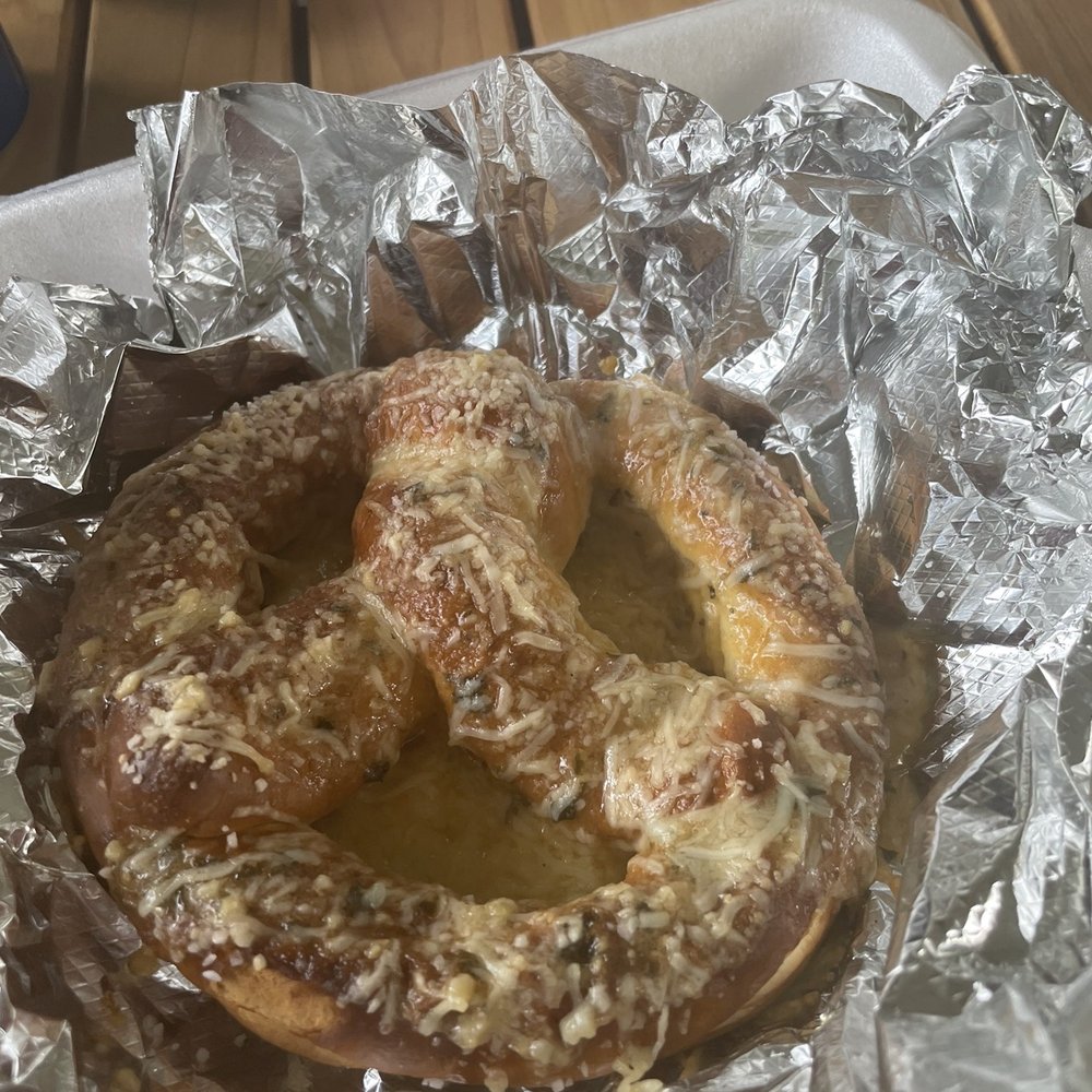 MB's Tiki Hut - a doughnut covered in melted cheese - Burgers Near Me - Ocklawaha, Florida