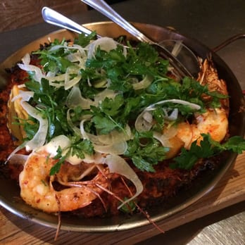 Avec - Chicago - Paella for 2.  Mammoth shrimp and great flavourful chicken.  Love the crunchy rice crust. - Mediterranean Near Me - Chicago, Illinois