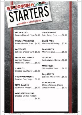 Menu photo 8 Pete's Garage Bar Oshkosh, WI