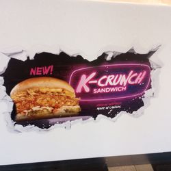 Mary Brown's - Their new K-Crunch Korean fried chicken sandwich. Toppings are coleslaw and pickles. Sauce is sweet and spicy.
