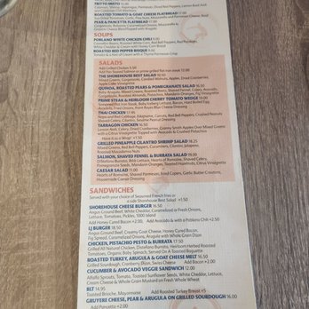 Shorehouse Kitchen - Lunch menu front side 1/2  March 2025 - Coffee & Tea Near Me - La Jolla, California