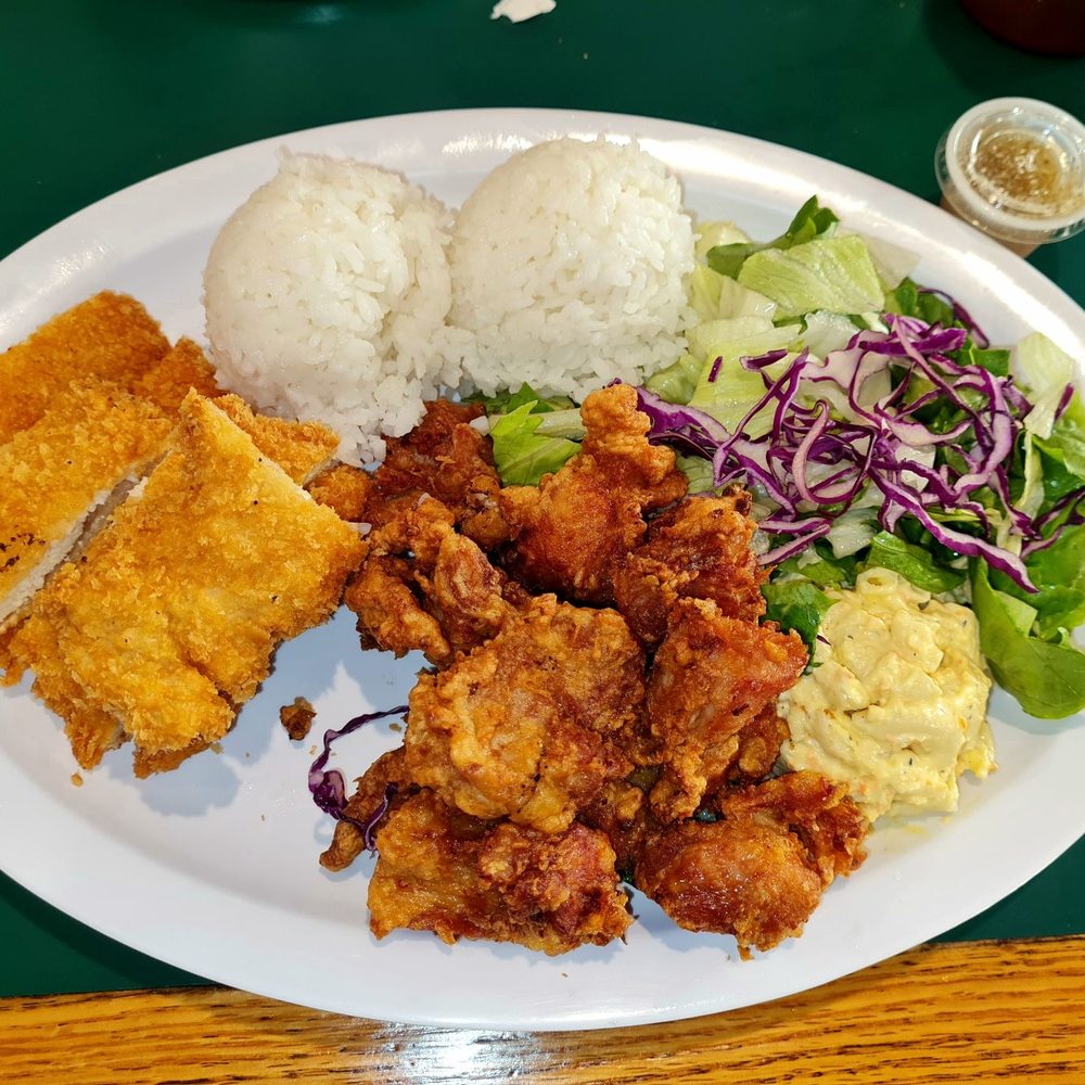 Ladybug Café - Chicken combo. Chicken Katsu and LB Fried Chicken (Karaage) . Large portion size, everything on the plate tastes delicious. - Japanese Near Me - Gardena, California Ladybug Café - Chicken combo. Chicken Katsu and LB Fried Chicken (Karaage) . Large portion size, everything on the plate tastes delicious. - Japanese Near Me - Gardena, California
