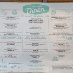 Clark Street Diner - July 13, 2024 menu - as they keep raising prices, the older menus are outdated - menu - Diners Near Me - Los Angeles, California