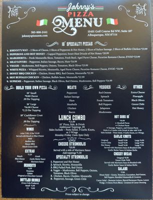 Menu photo 2 Johnny’s Pizza Albuquerque, NM