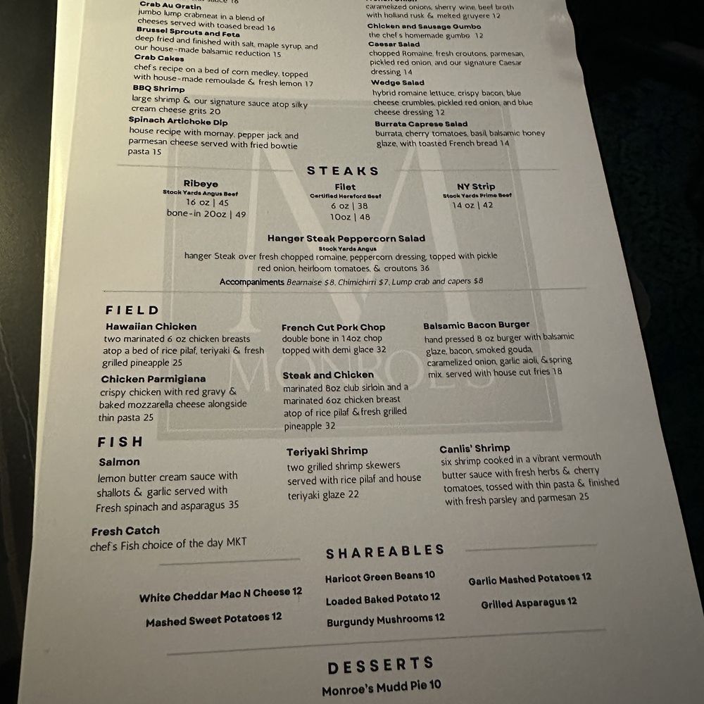 Monroe’s - The menu - Steakhouses Near Me - Monroe, Louisiana Monroe’s - The menu - Steakhouses Near Me - Monroe, Louisiana