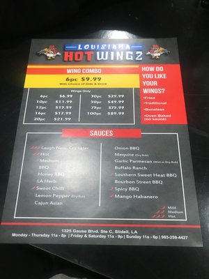Menu photo 1 Louisiana Hot Wingz Slidell, LA Menu photo 1 Louisiana Hot Wingz Slidell, LA