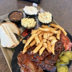 Gates Bar-B-Q - Mixed meat plate $30 4 small sides and a drink 30 $60 total
