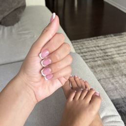 French tip nails and pedicure