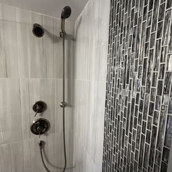 The Grout Medic - One of our showers, grout cleaned and sealed by The Grout Medic of Prosper
