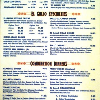 El Gallo  - Menu FULL-1 - Tex-Mex Near Me - Houston, Texas